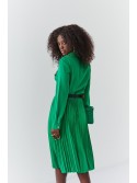 Shirt dress with pleated bottom, green 6783 - Online store - Boutique